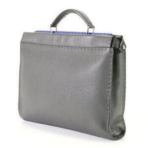 Fendi Selleria gray business briefcase tote leather bag